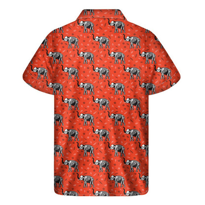 Elephant Skeleton X-Ray Pattern Print Mens Short Sleeve Shirt Hawaiian