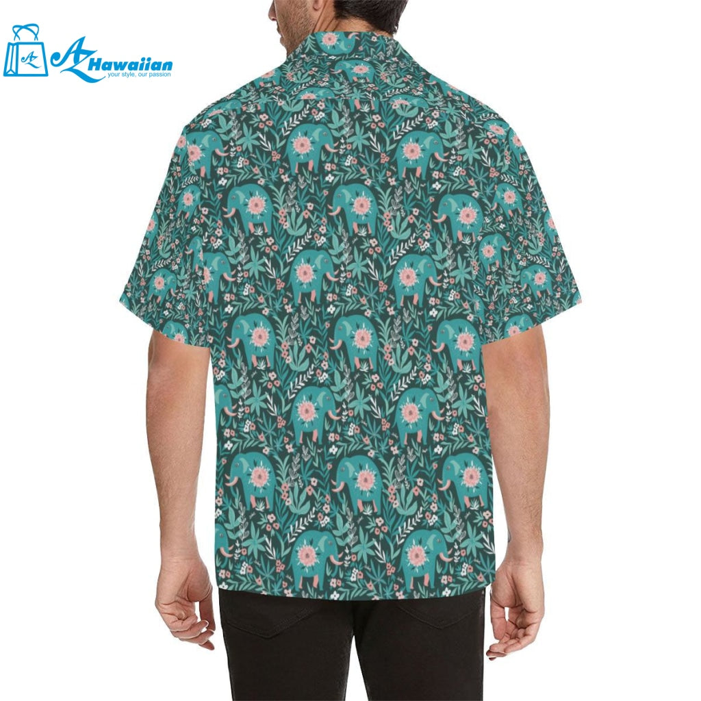 Elephants Jungle Pattern Mens All Over Print Hawaiian Shirt