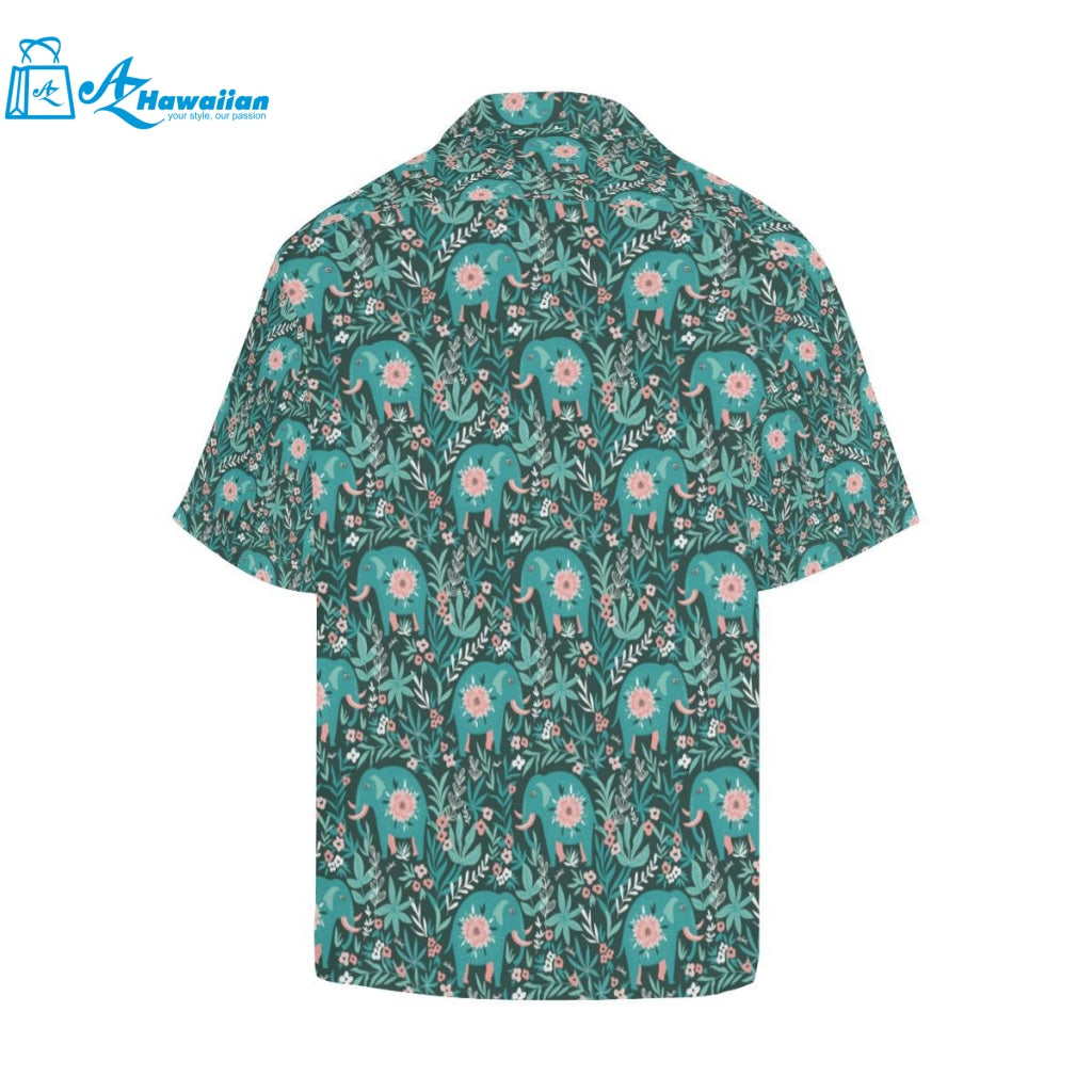 Elephants Jungle Pattern Mens All Over Print Hawaiian Shirt