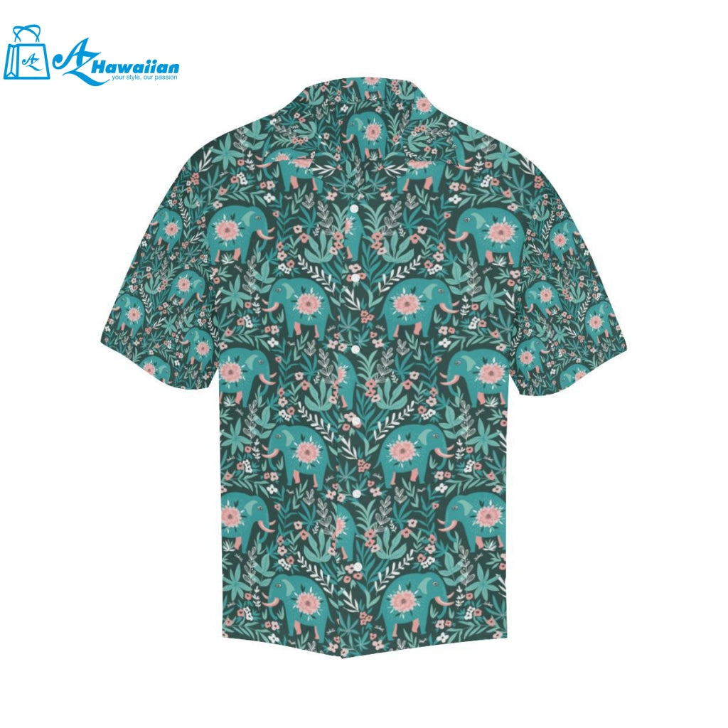 Elephants Jungle Pattern Mens All Over Print Hawaiian Shirt