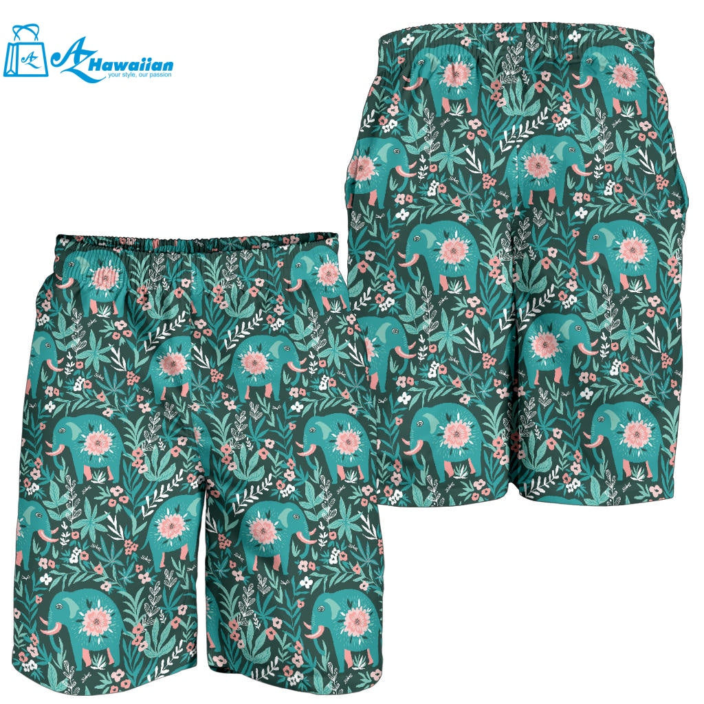 Elephants Jungle Pattern Men Shorts