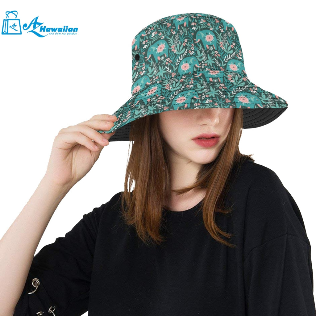 Elephants jungle pattern Unisex Bucket Hat