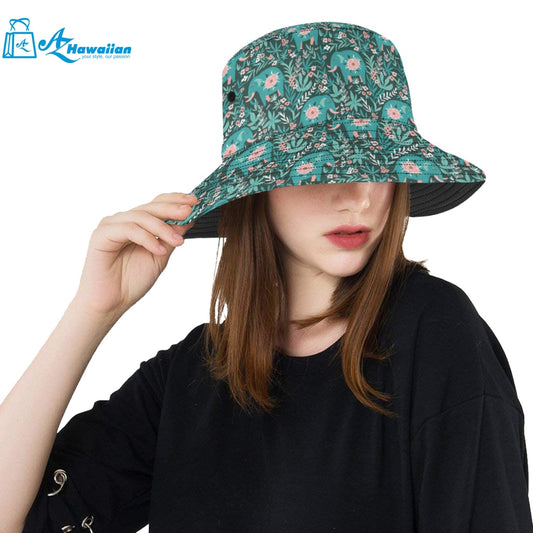 Elephants jungle pattern Unisex Bucket Hat