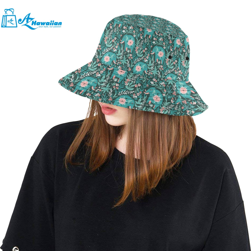 Elephants jungle pattern Unisex Bucket Hat