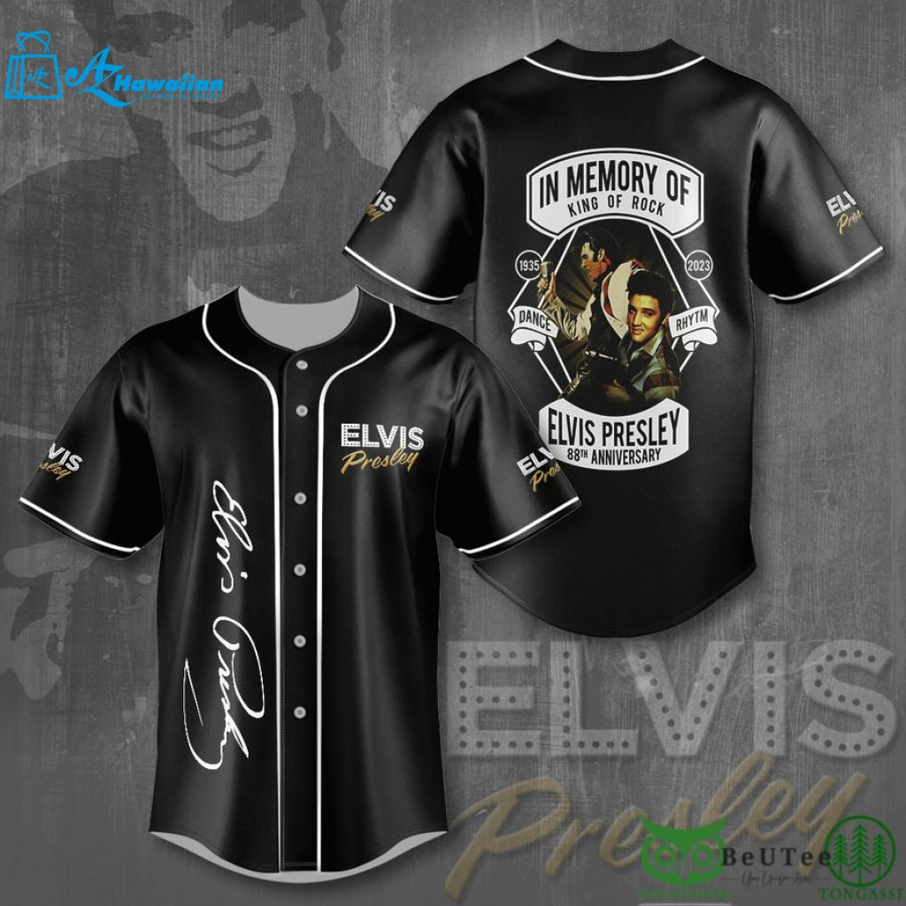 Elvis Presley 88th Anniversary Black Baseball Jersey Shirt