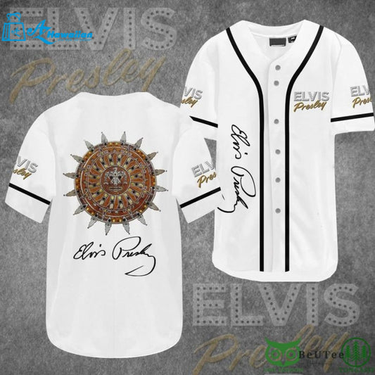 Elvis Presley Symbols White Baseball Jersey Shirt