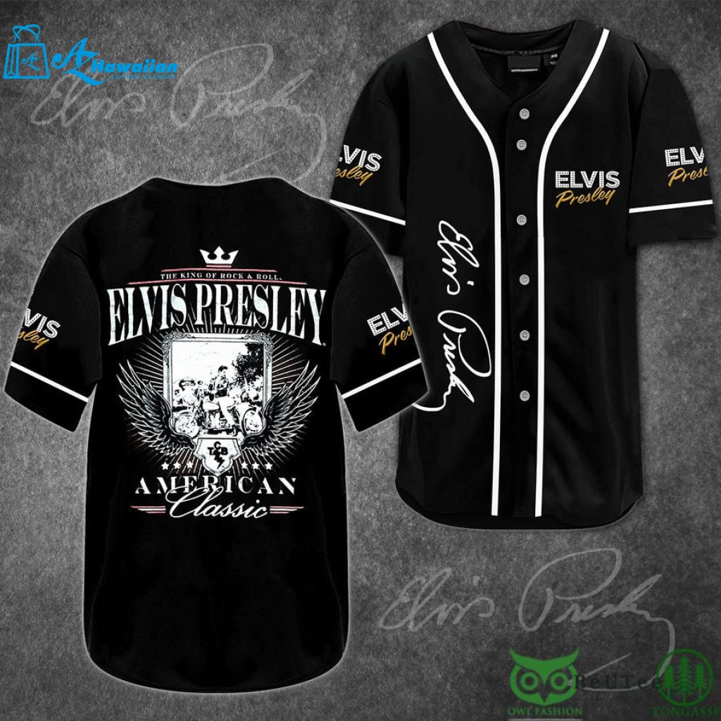 Elvis Presley The King Of Rock n Roll Black Baseball Jersey Shirt