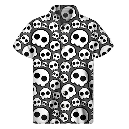 Emo Skull Pattern Print Mens Short Sleeve Shirt Hawaiian