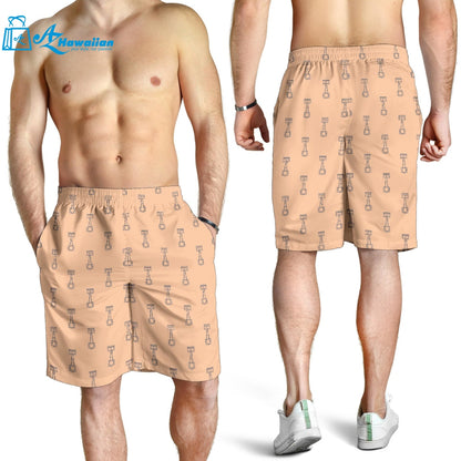 Engine Piston Cream Background Pattern Print Design 04 Men Shorts