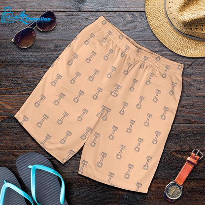 Engine Piston Cream Background Pattern Print Design 04 Men Shorts