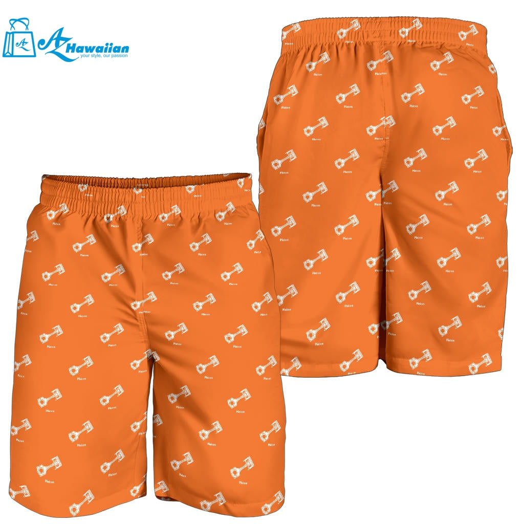 Engine Piston Orange Background Pattern Print Design 05 Men Shorts