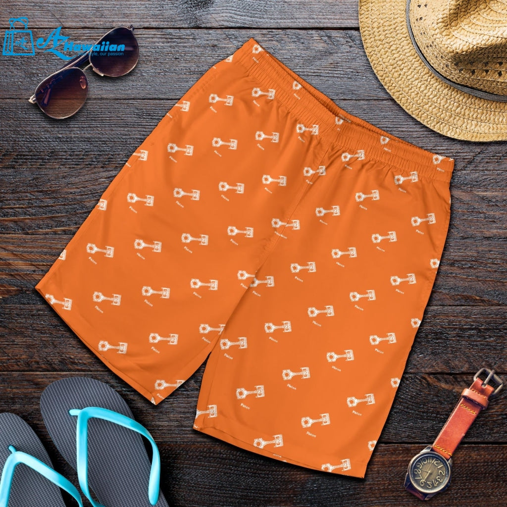 Engine Piston Orange Background Pattern Print Design 05 Men Shorts