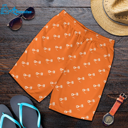 Engine Piston Orange Background Pattern Print Design 05 Men Shorts