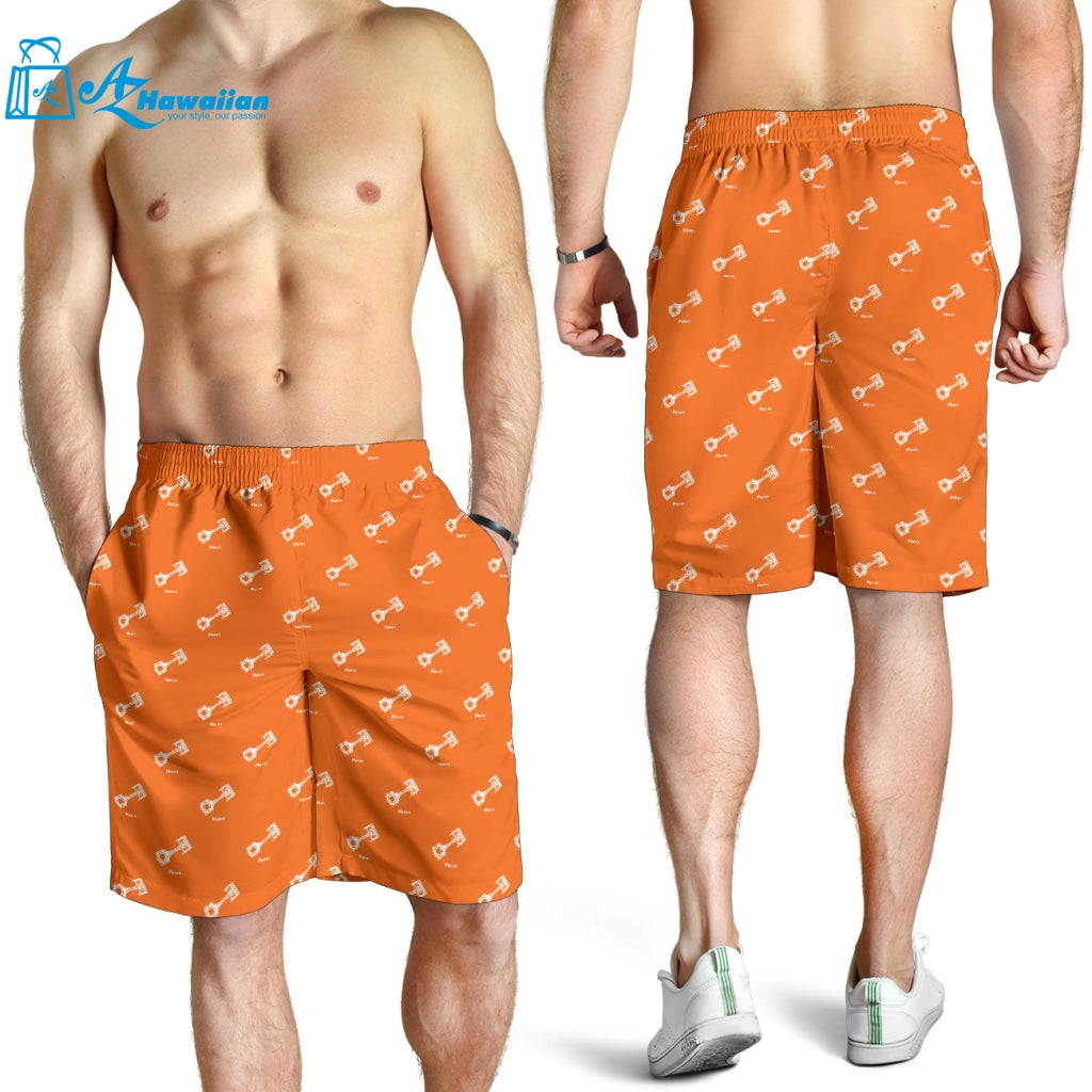 Engine Piston Orange Background Pattern Print Design 05 Men Shorts