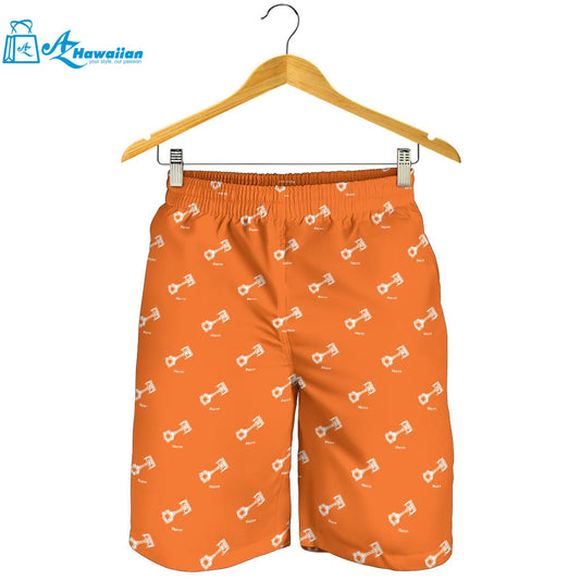 Engine Piston Orange Background Pattern Print Design 05 Men Shorts