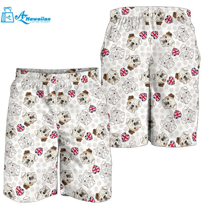 English Bulldog Pattern Print Design 01 Men Shorts