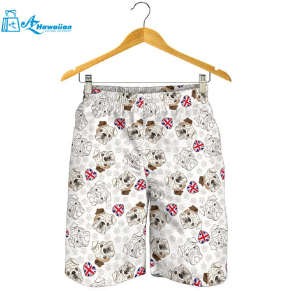 English Bulldog Pattern Print Design 01 Men Shorts