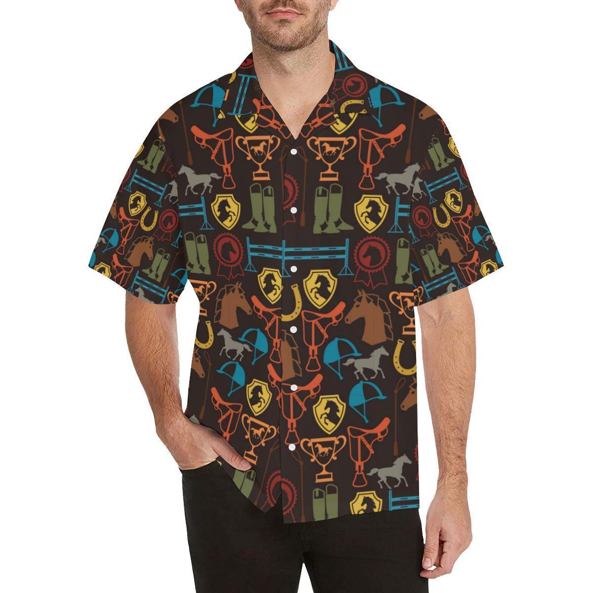 Equestrian Equipment Horse Colorful Hawaiian Shirt