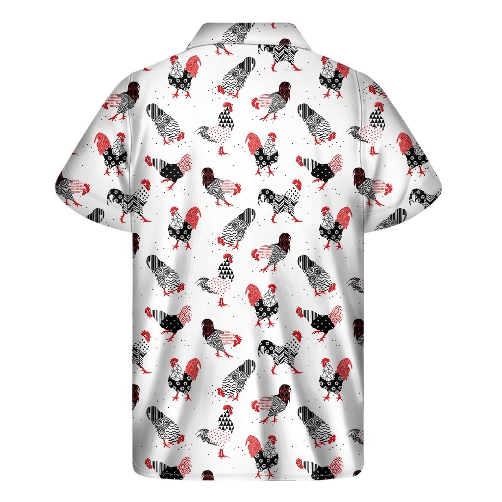 Exotic Chicken Pattern Print Mens Short Sleeve Shirt Hawaiian