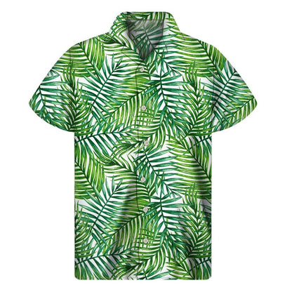 Exotic Tropical Leaf Pattern Print Mens Short Sleeve Shirt Hawaiian