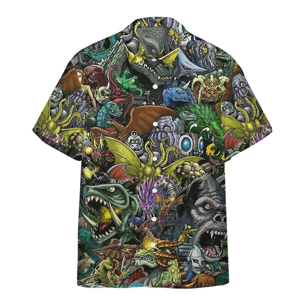  3D Gadzillo Collage Kaiju Monsters Custom Hawaii Shirt