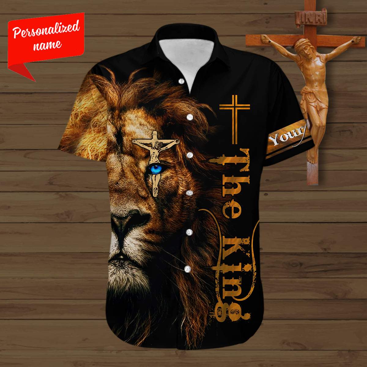 Personalized Name The King Honor Lion Jesus Hawaiian Shirt