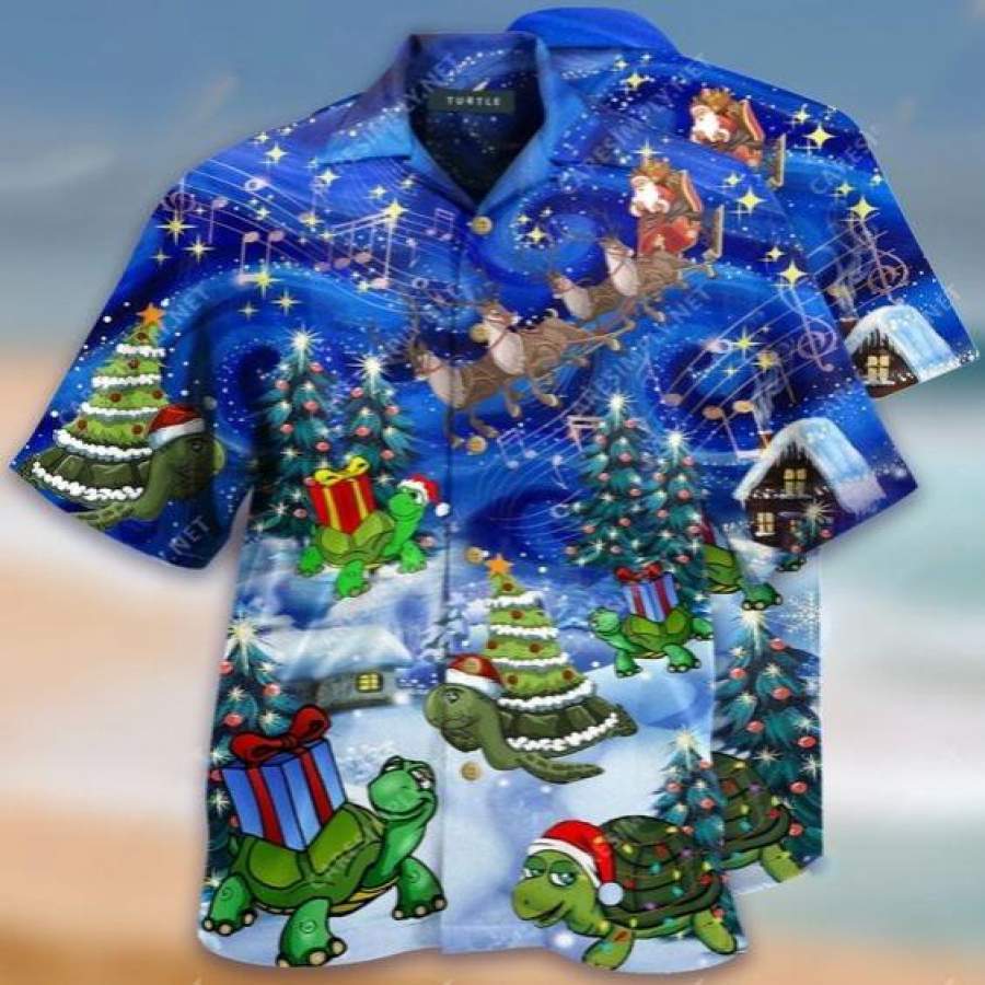 Hawaiian Aloha Shirts Awesome Turtle On Christmas