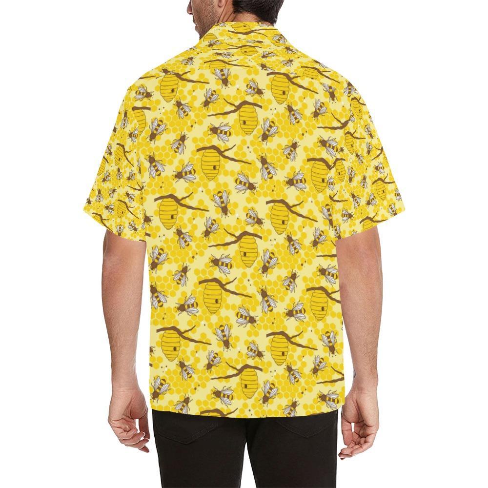 Bee With Honeycomb Print Design Lks3 Hawaiian Shirt