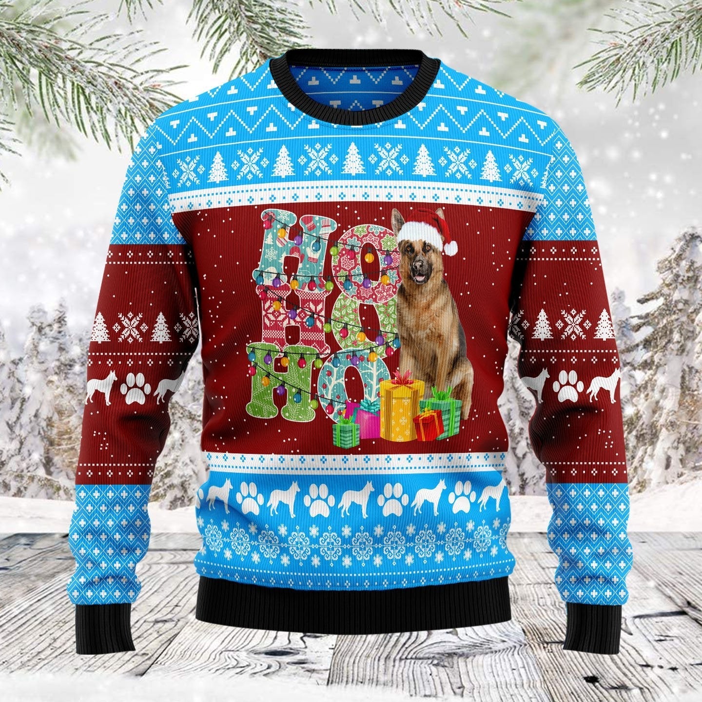 HoHoHo German Shepherd Dog Ugly Christmas Sweater 