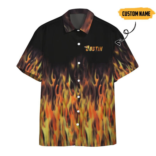  3D Hot Rod Flame Bowling Custom Name Hawaii Shirt