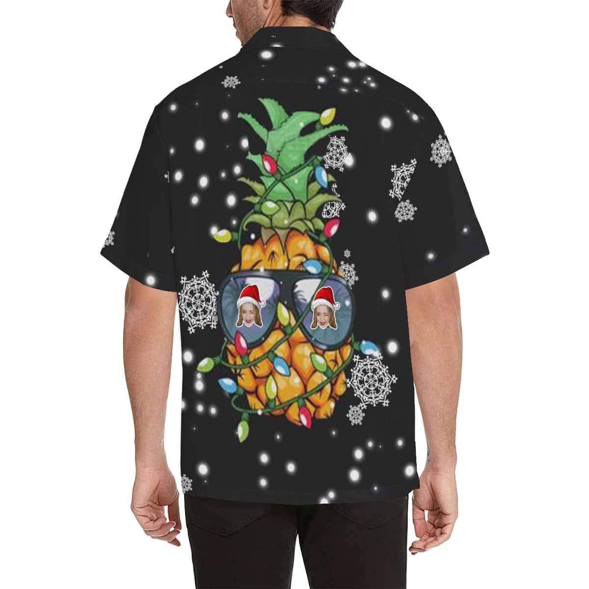 Custom Face Christmas Snow Men's Hawaiian Shirt