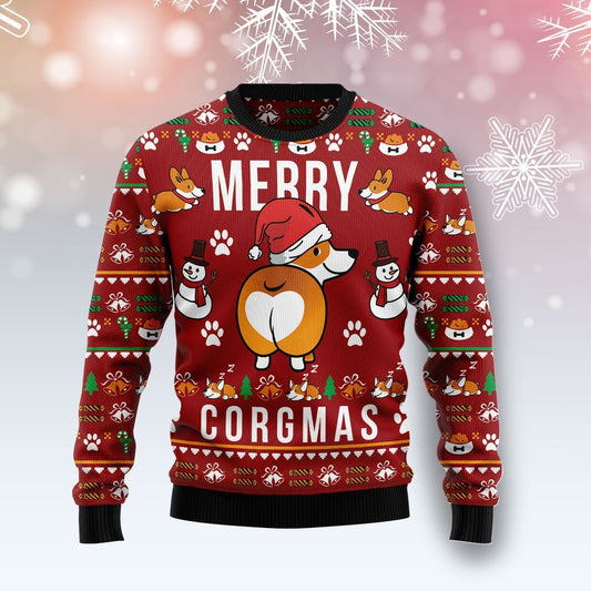 Funny Corgi Dog Merry X-mas Ugly Christmas Sweater 