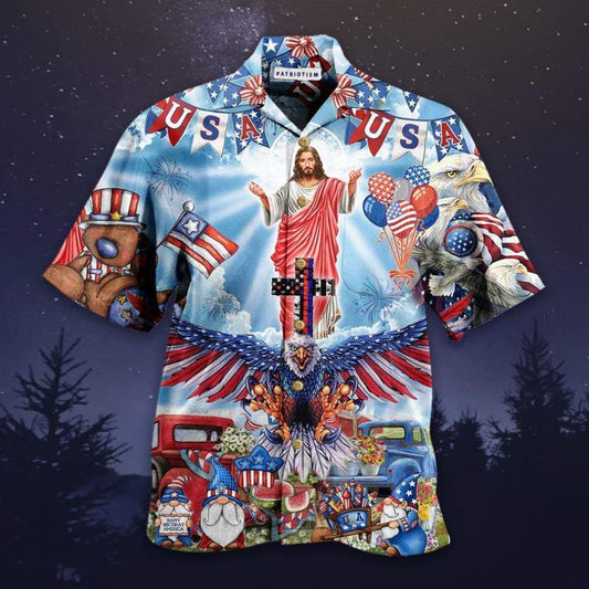 God Bless American Merry Christmas Hawaiian Aloha Shirts