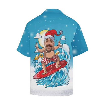 Custom Face Christmas Hat Men's Hawaiian Shirt