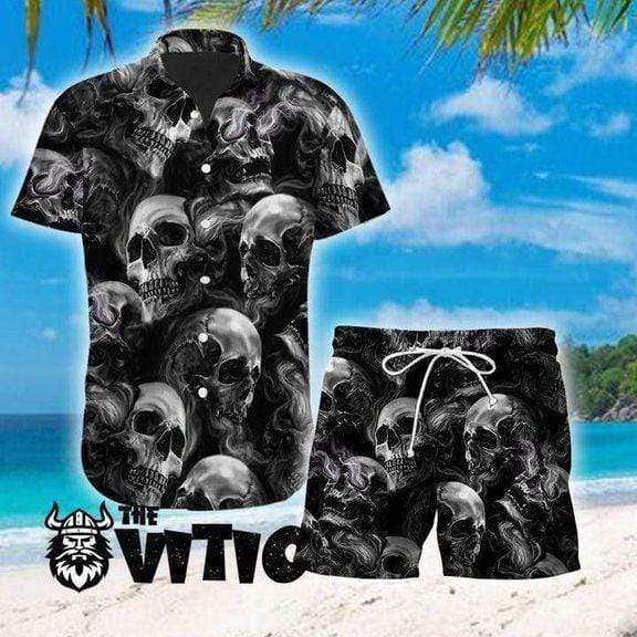 So Cool Dark Skull Shadow Hawaiian Aloha Shirts #DH