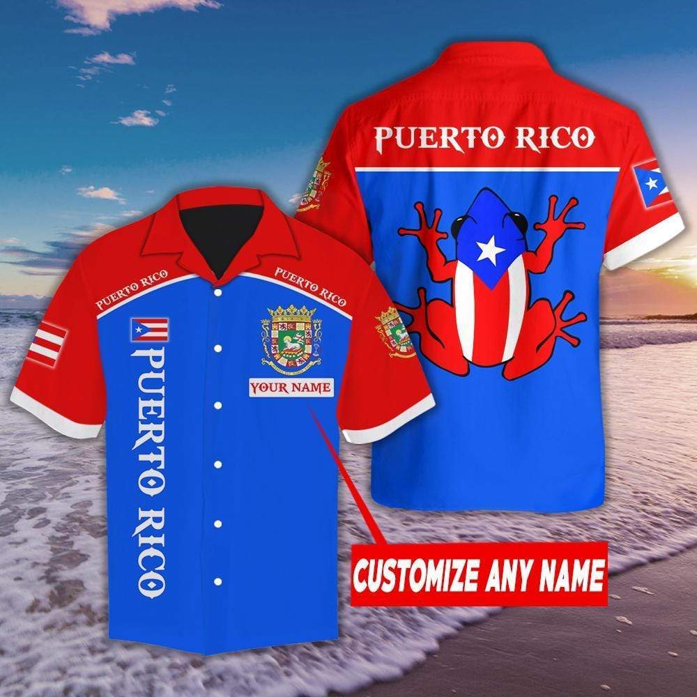 Puerto Rico Caribbean Coqui Customize Name Hawaiian Aloha Shirts #KV