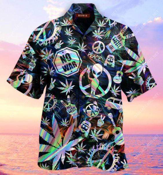 Hawaiian Aloha Shirts Weed Make Love Not War Hippie