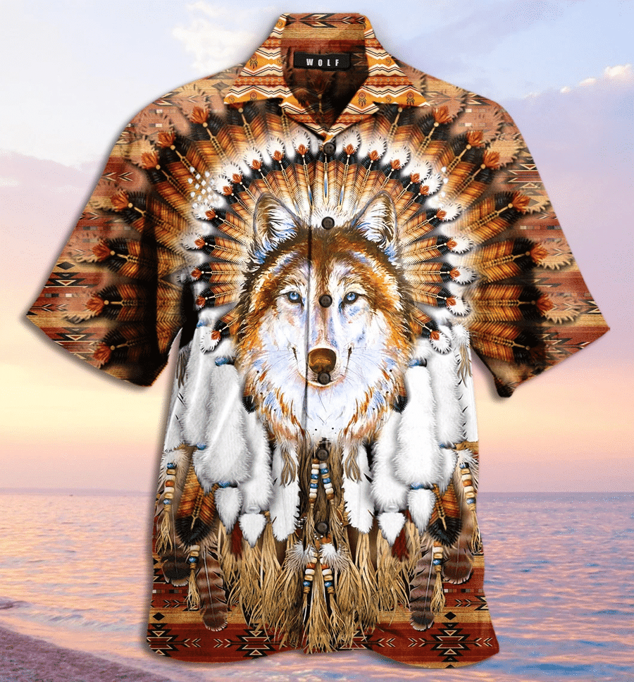 Hawaiian Aloha Shirts Wolf Feather Headdress