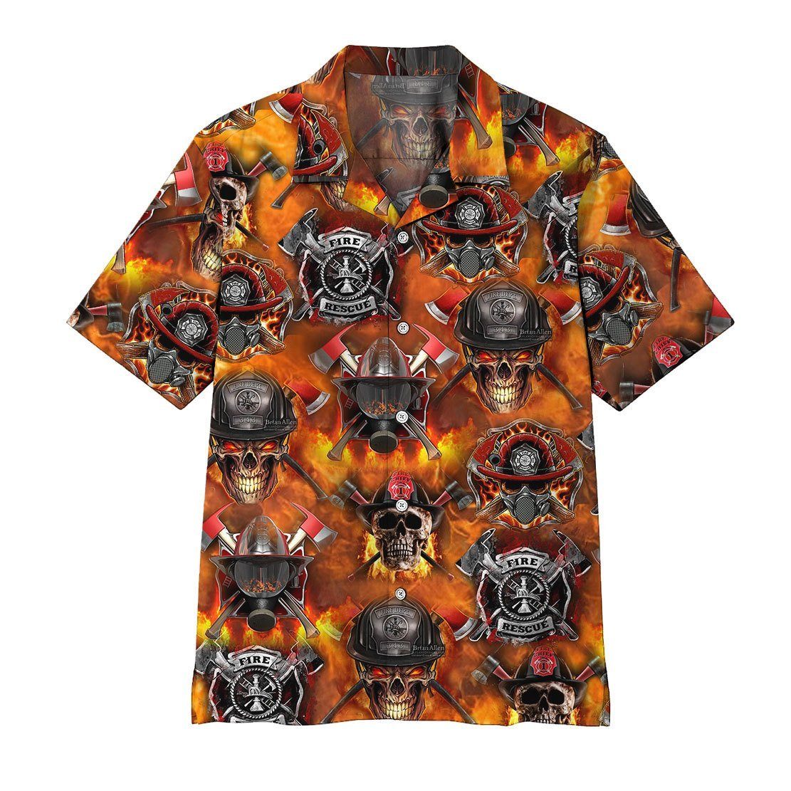 3D Firefighter Skull Hawaii Shirt