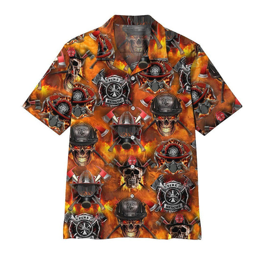  3D Firefighter Skull Hawaii Shirt