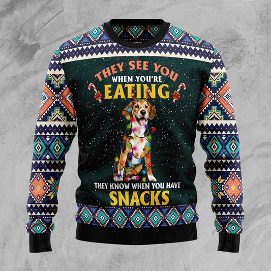 Beagle Dog Snack Ugly Christmas Sweater 