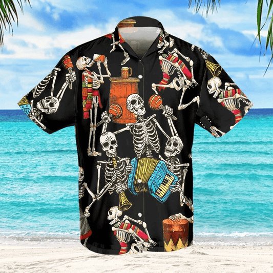 Amazing Music Skeleton Plays Accordion Hawaiian Shirts 