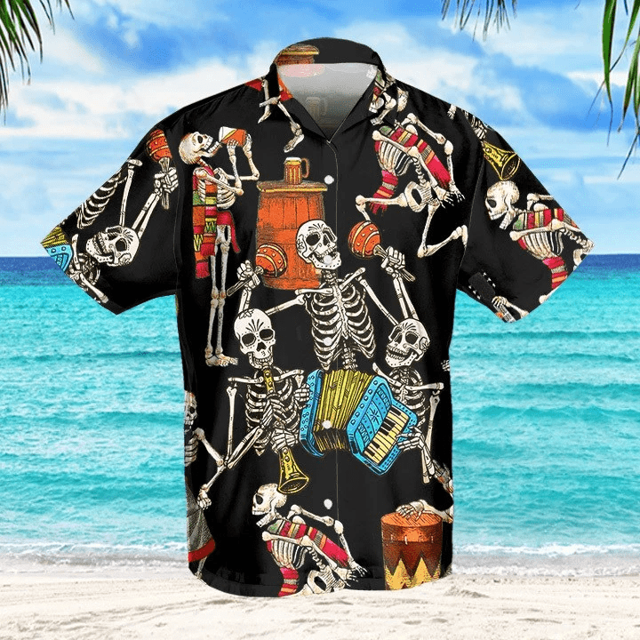 Amazing Music Skeleton Plays Accordion Hawaiian Shirts #Dh