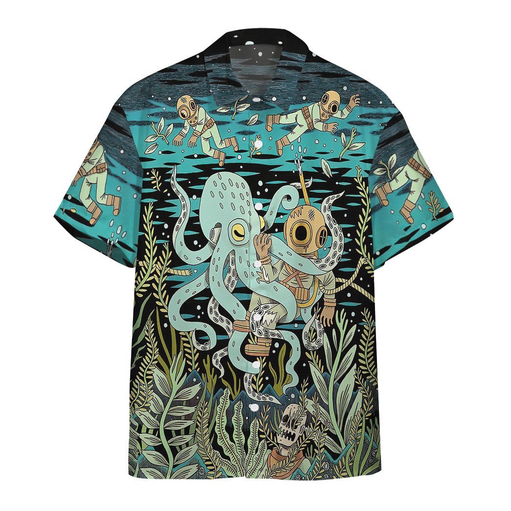  3D Diver Fighting With Octopus Custom Hawaii Shirt