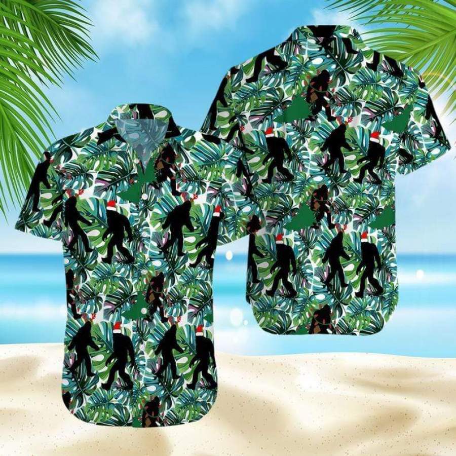 Funny Big Foot Christmas Hawaiian Aloha Shirts #V