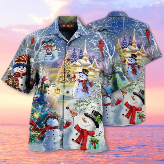 Christmas Snowman So Cute Hawaiian Aloha Shirts #V