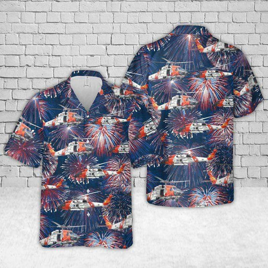 Coast Guard Sikorsky Mh-60 Jayhawk Helicopter Firework Aloha Hawaiian Shirts Or Shorts #Kv