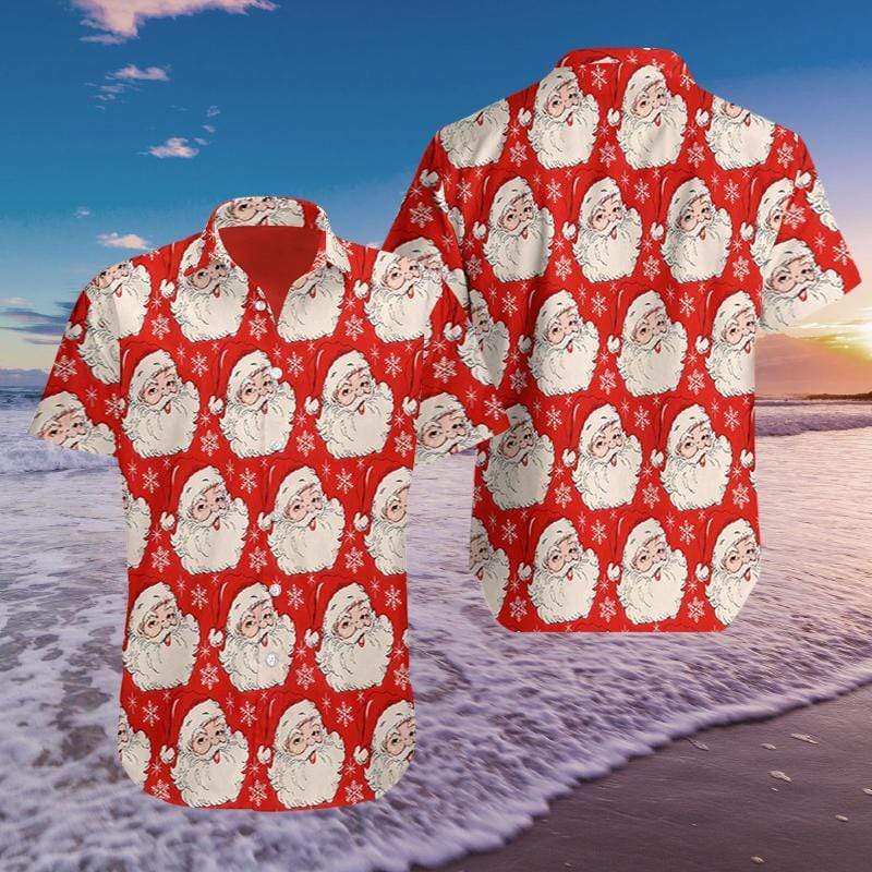 Bling Santa Red Pattern Hawaiian Aloha Shirts #1310l