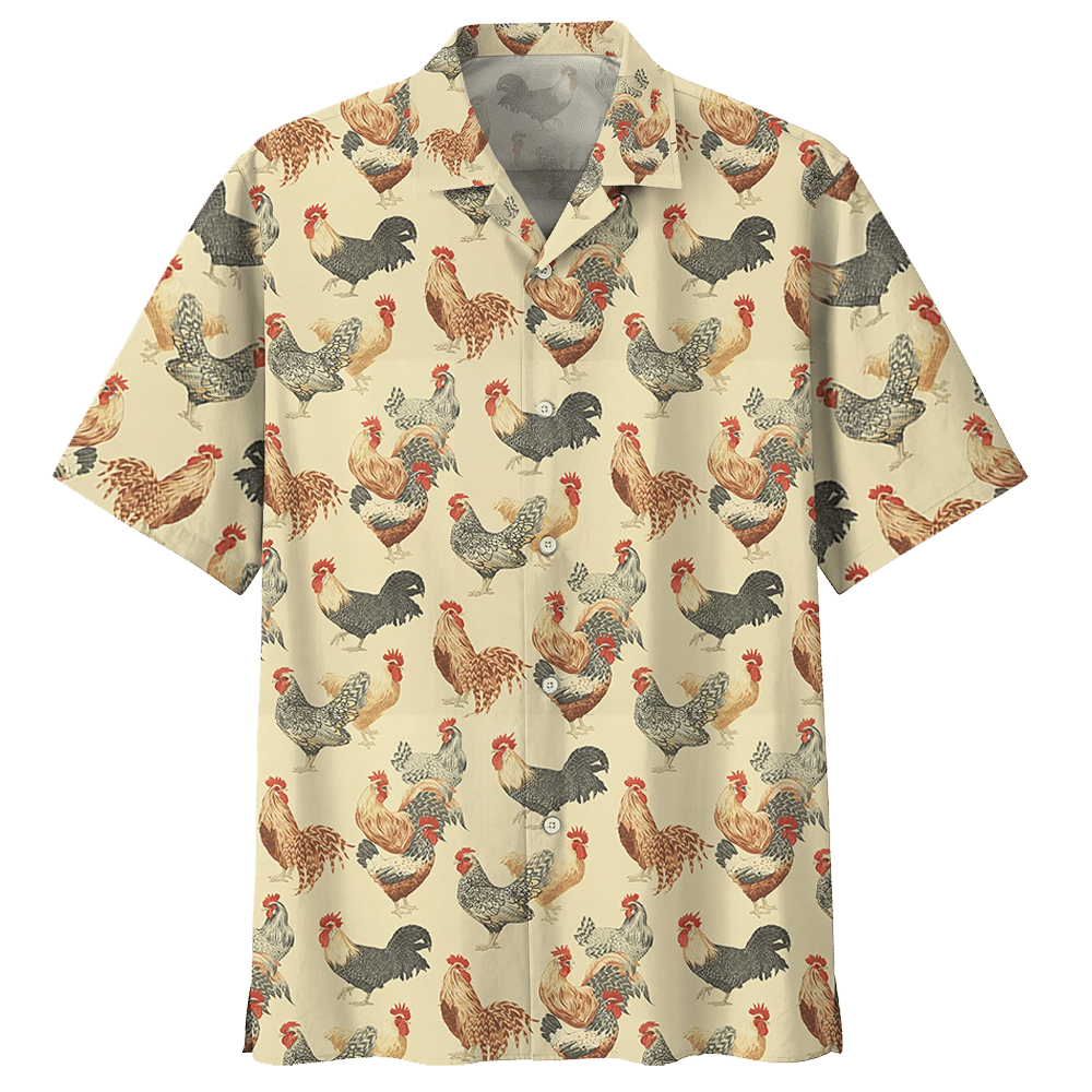 Chicken   Tan High Quality Unisex Hawaiian Shirt  