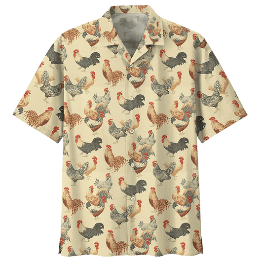 Chicken   Tan High Quality Unisex Hawaiian Shirt  